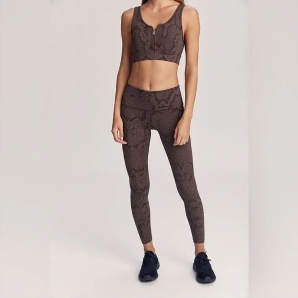 Ladies Varley Brown Snakeskin Estrella High Rise Leggings Size Medium